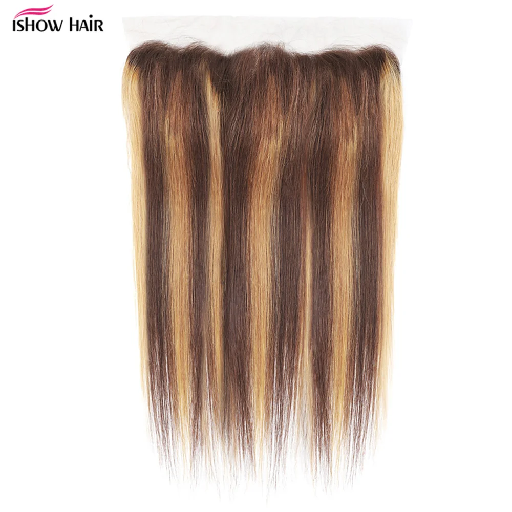 Ishow 4 27 Highlight Brazilian Straight Lace Frontal 13X4 Lace Closure Transparent 13X4 Lace Frontal For Women Human Hair