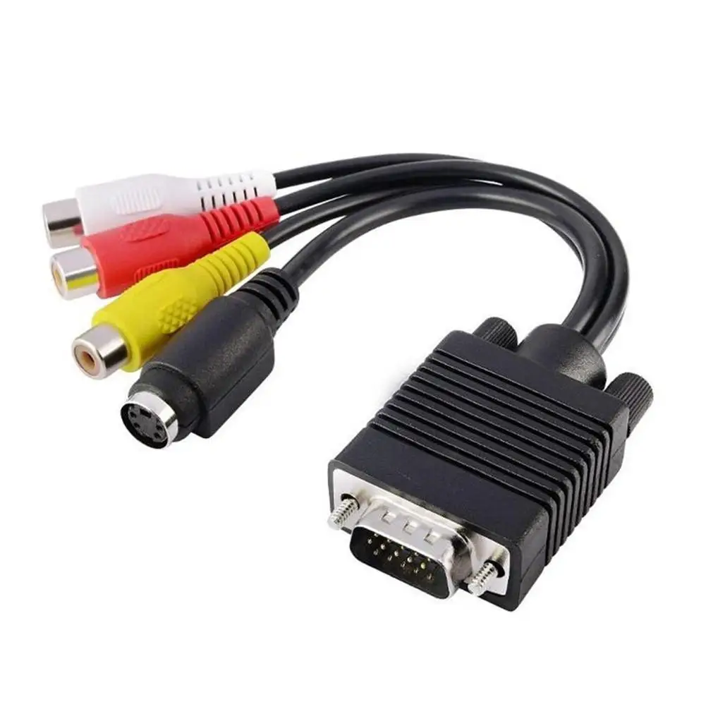 VGA to S-Video Terminal Adapter Cable AV Converter Audio Video Adaptor Lotus head 3RCA