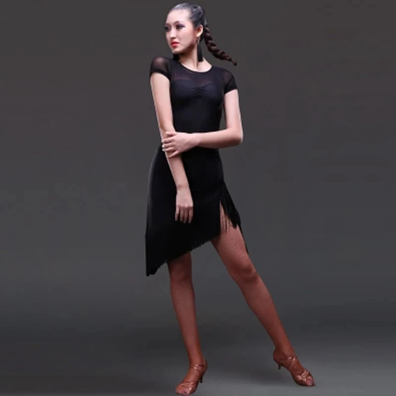 Latin Fringe Tango Rumba Cha Cha Ballsaal Kordelzug Tanzkleid Rock Square Dance Rot Latin Kleidung Frauen Latin Dance Kleid