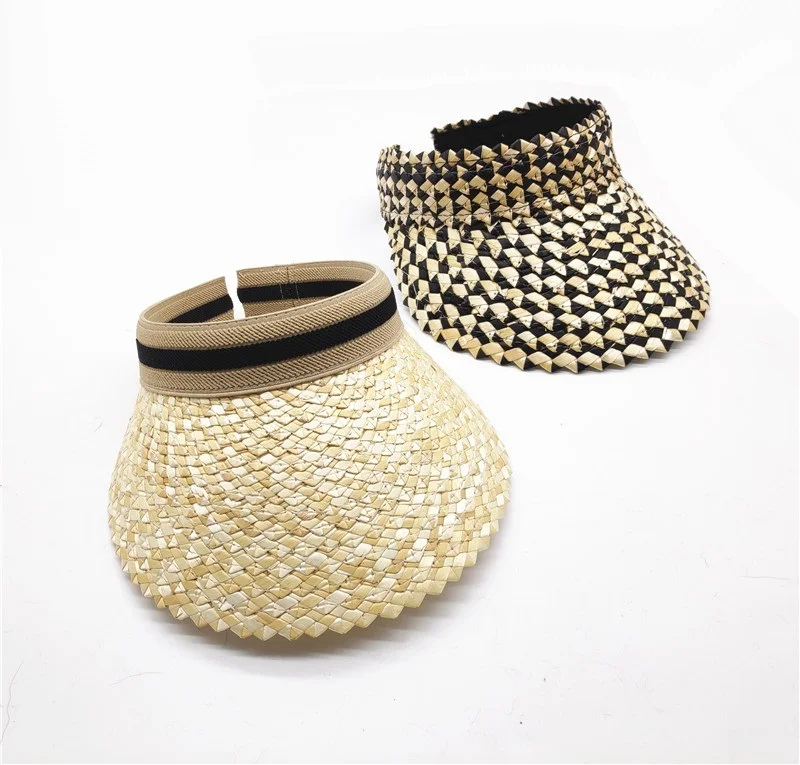 Summer women casual straw hat Sun hat Ladies handmade Adjustable sunshade Visor cap for Beach party