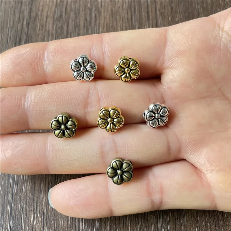20pcs 10mm metal 3-color five-petal flower spacer beads DIY special-shaped necklace bracelet jewelry crafts connector