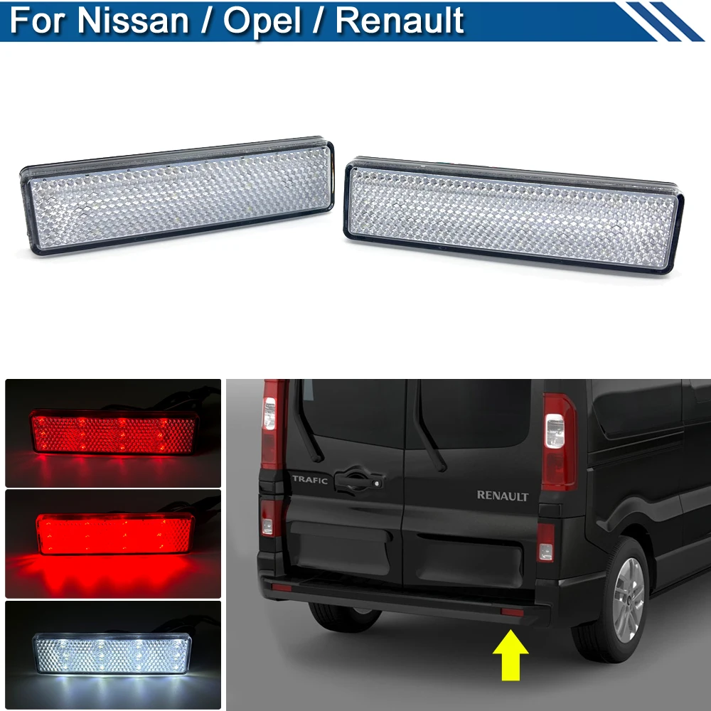 LED Rear Bumper Reflector Warning Light For Nissan Primastar NV300 Opel Vauxhall Renault Master Trafic Reversing Braking Light