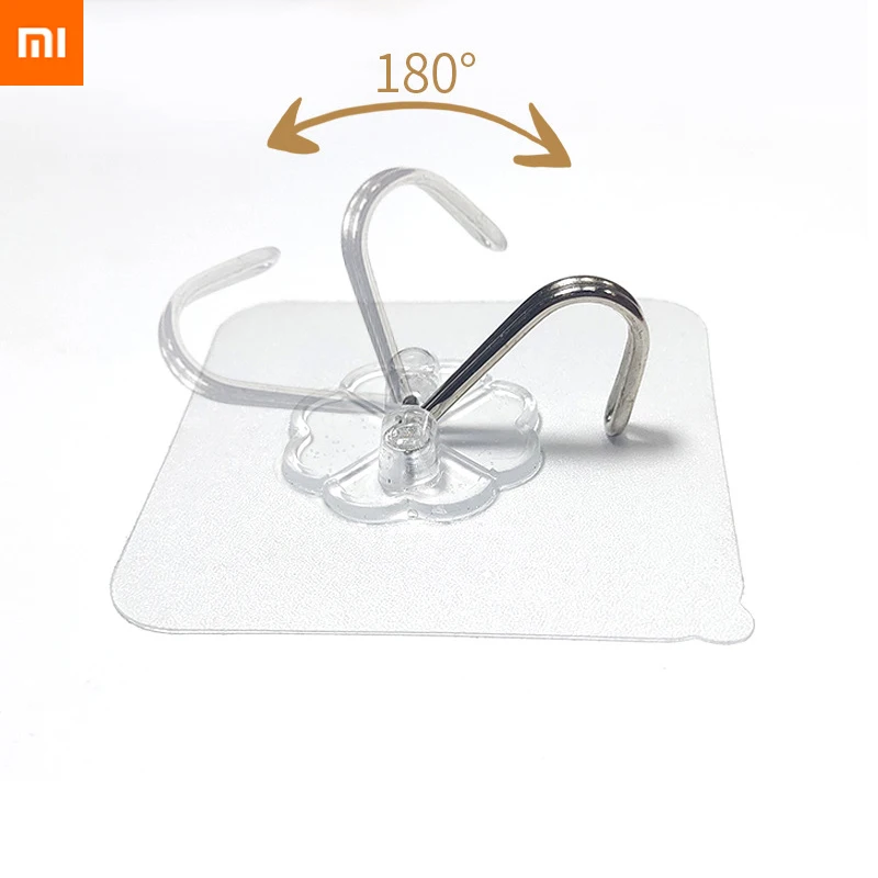 5pcs xiaomi Hooks strong viscose wall-mounted load-bearing suction cup kitchen stickers seamless hook free punching hook