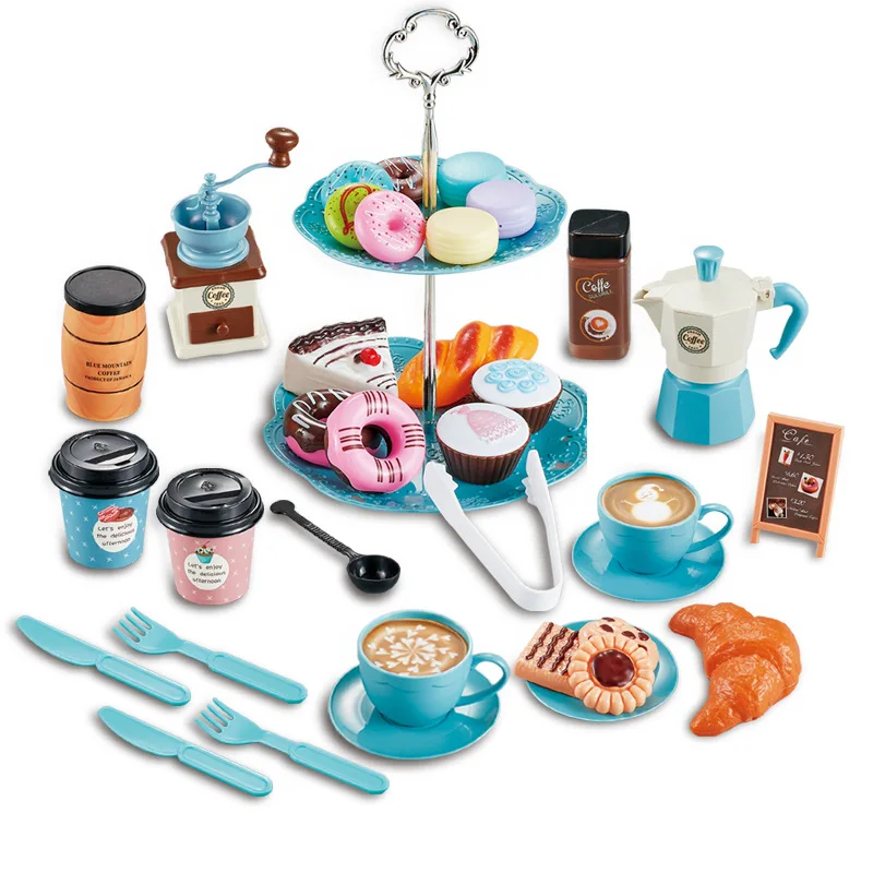 Diy Pretend Play Speelgoed Simulatie Voedsel Koffie Machine Dessert Afternoon Tea Set Play Game Speelgoed Geschenken Voor Kinderen Meisjes Kids