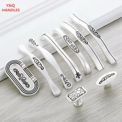 Handles Drawer Cabinet Furniture Kitchen Handles for Cabinet Knob Door Drawer Furniture Kitchen Simplicity White and black Knob