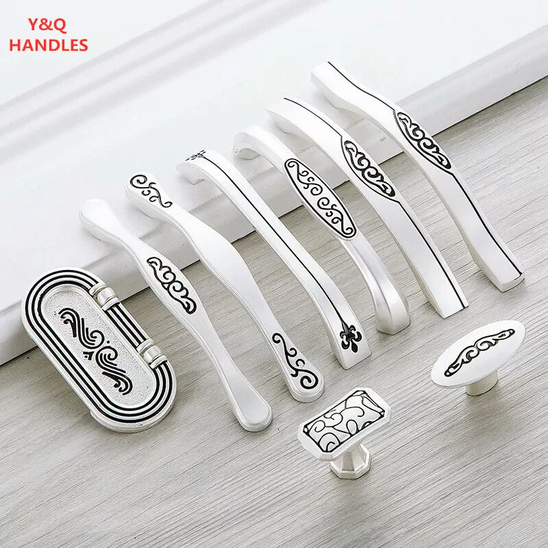 Handles Drawer Cabinet Furniture Kitchen Handles for Cabinet Knob Door Drawer Furniture Kitchen Simplicity White and black Knob
