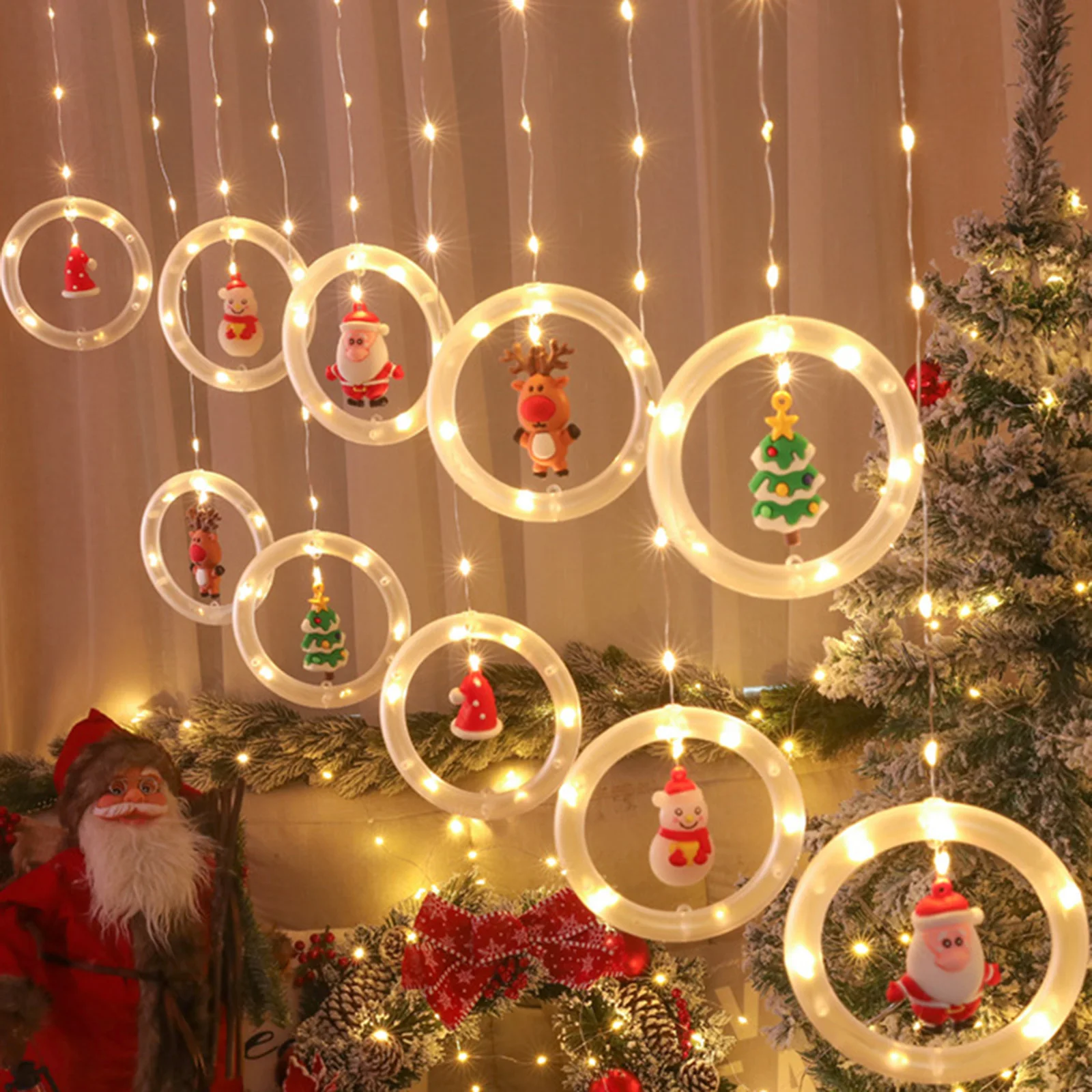 3m 10 Lights Christmas Decorative LED Light Strings Santa Statue Bedroom Window Christmas Tree Decoration Xmas Ornament for Home