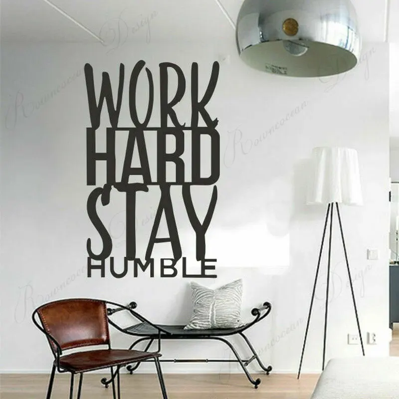 Work Hard Stay Humble Inspiration Quote Wall Sticker Vinyl Office Meeting Room Decor Art Decals Removable Mural Wallpaper 4229