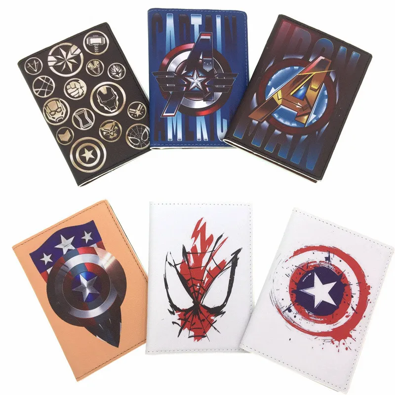 Funda protectora para pasaporte de Marvel para hombre, tarjetero de cuero PU con estampado de Anime, Spiderman, Iron Man, Disney, novedad