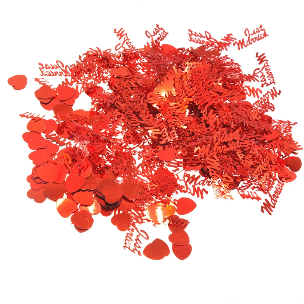 15g Hochzeit Dekore Nur Verheiratet & Herzen Rose Gold Silber Rot Konfetti Braut Dusche Scatter Jahrestag Partei Liefert – Detail 5