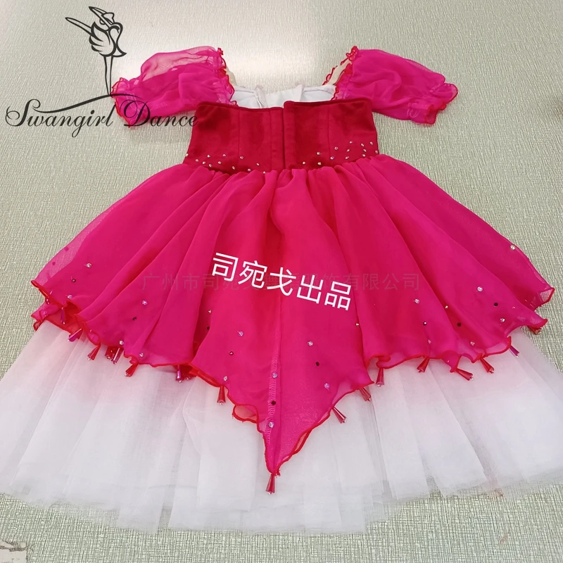 Disfraz de competición profesional para niñas, vestido tutú para Ballet, rojo, chipolilino, BT4045