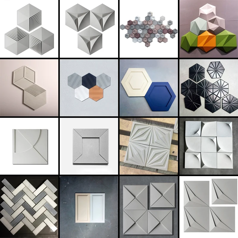 

Geometric hexagonal texture concrete wall brick silicone mold creative DIY square cement plaster background wall mold