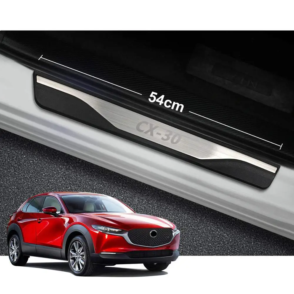 Car Door Sill Cover Accessories For Mazda Cx-30 Cx30 Cx 30 Auto Stainless Steel Scuff Pedal Protector Styling Sticker 2019 2020