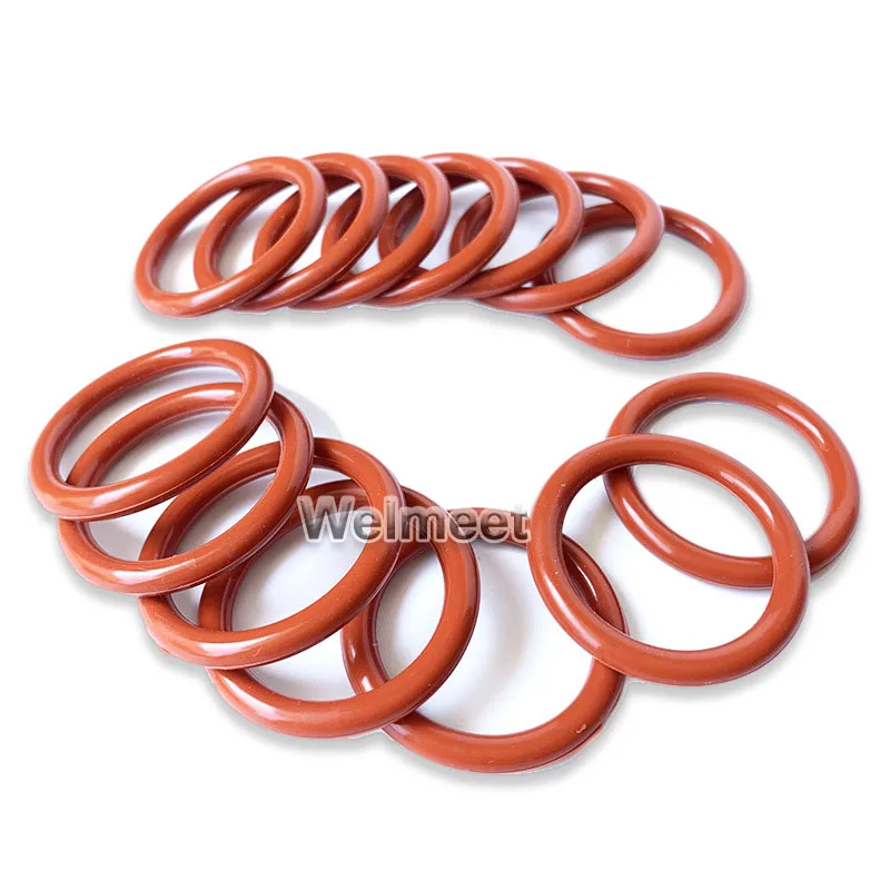 10pcs Wire Diameter 2.5mm OD7-130mm Oil Resistant VMQ Silicone Rubber Sealing Ring High Temperature Non-Toxic O-Ring Seal Gasket