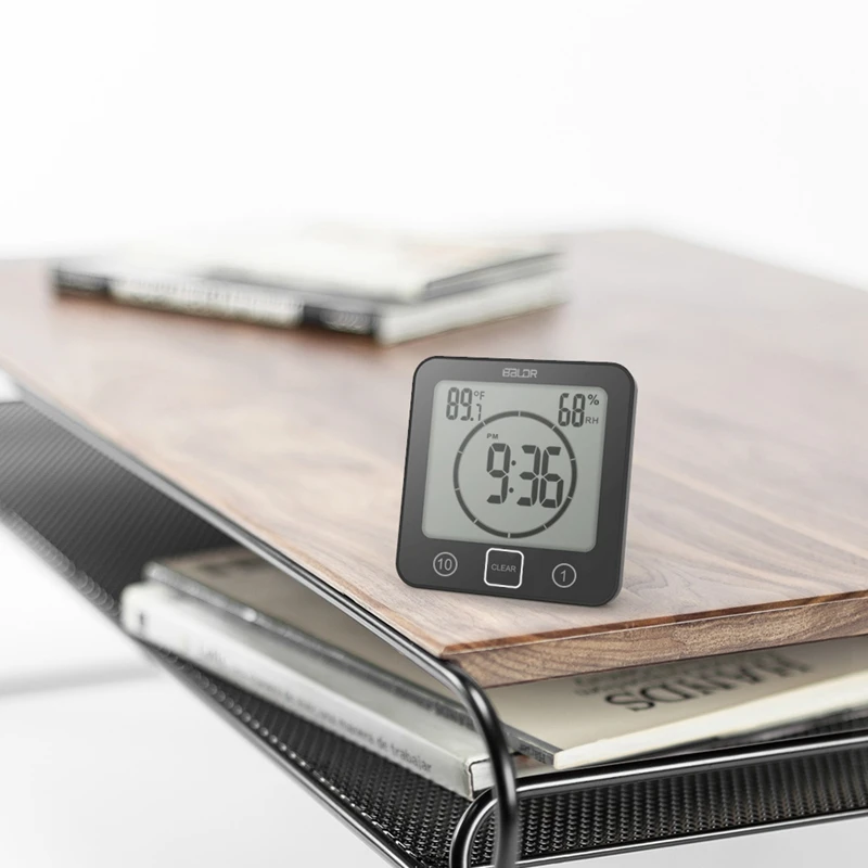 Waterproof Bathroom Temperature Humidity Meter Digital Wall Shower Clock Timer Kitchen Thermometer Hygrometer Countdown Alarm