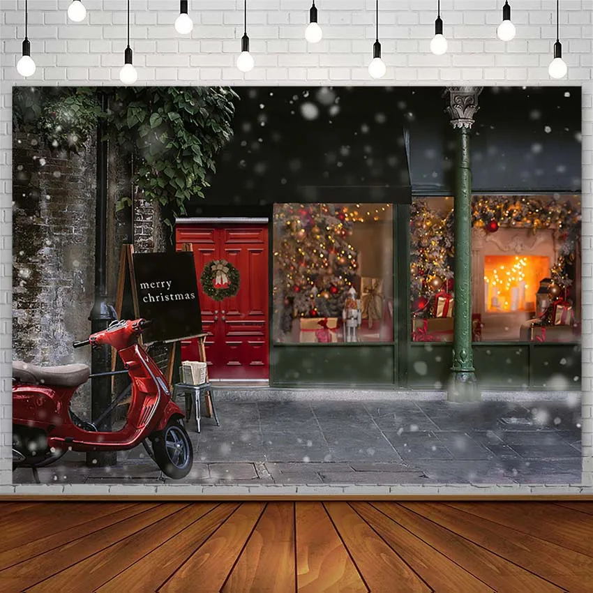 

Christmas Backdrop Tree Winter Gift Shop Fireplace Candle Wreath Child Photography Background Photo Studio Decor Props Photozone