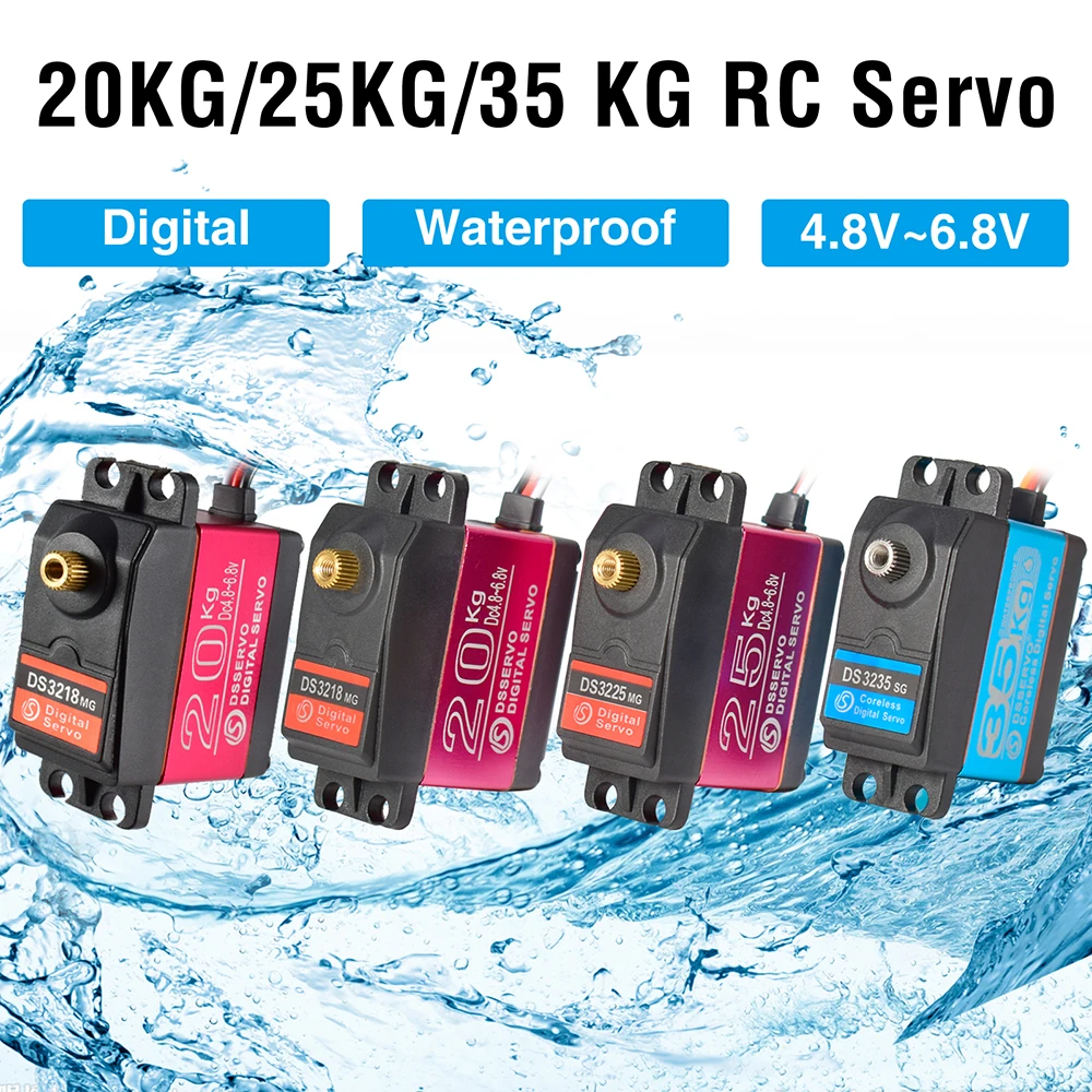 Dsservo Waterproof Servo DS3218 20KG DS3225 25KG DS3235 35KG 180/270 Degree Metal Gear Digital Servo for 1/8 1/10 1/12 RC Cars