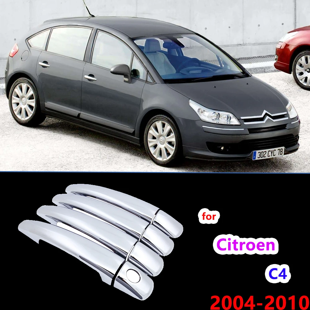 Chrome Handles Cover Trim for Citroen C4 MK1 2004~2010 Car Accessories Stickers Auto Styling Estate 2005 2006 2007 2008 2009