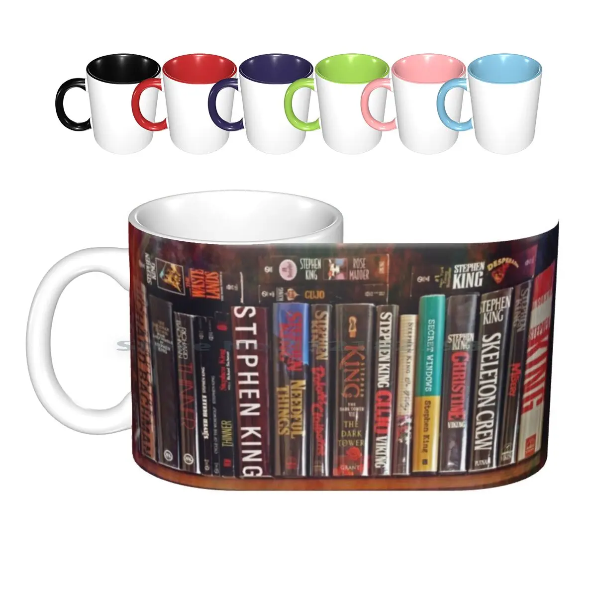 Stephen King Books On Shelves Ceramic Mugs Coffee Cups Milk Tea Mug Stephen King King Of Horror Horror Genre Horror Books