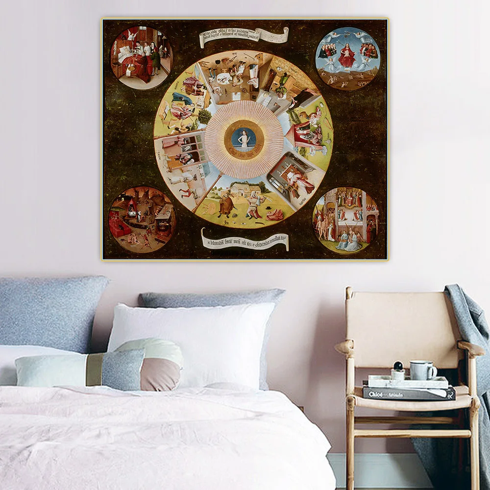 Citon Hieronymus Bosch《Table of the Mortal Sins》Canvas Oil Painting Artwork Poster Picture Wall Background Decor Home Decoration