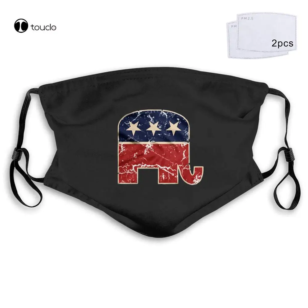 

Republican Elephant Political Party Right Wing Conservative Face Mask Filter Pocket Cloth Reusable Washable