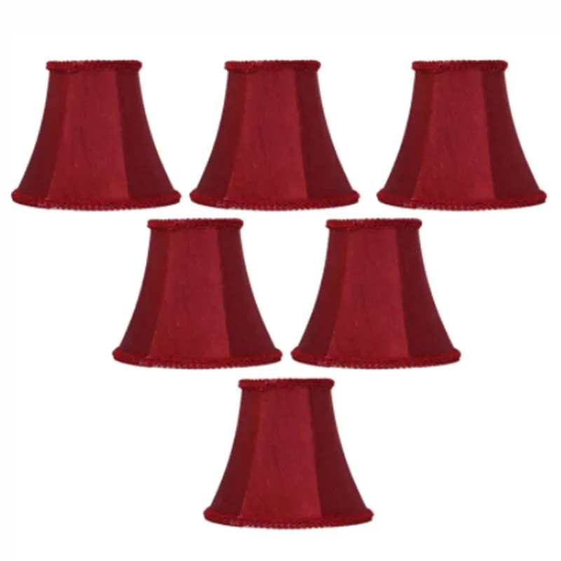 DIA15cm Vintage Red Wine Color Wall Lampshade,DIY Fabric Chandelier Candle Covers , Mini Table Lamp shades, Clip On