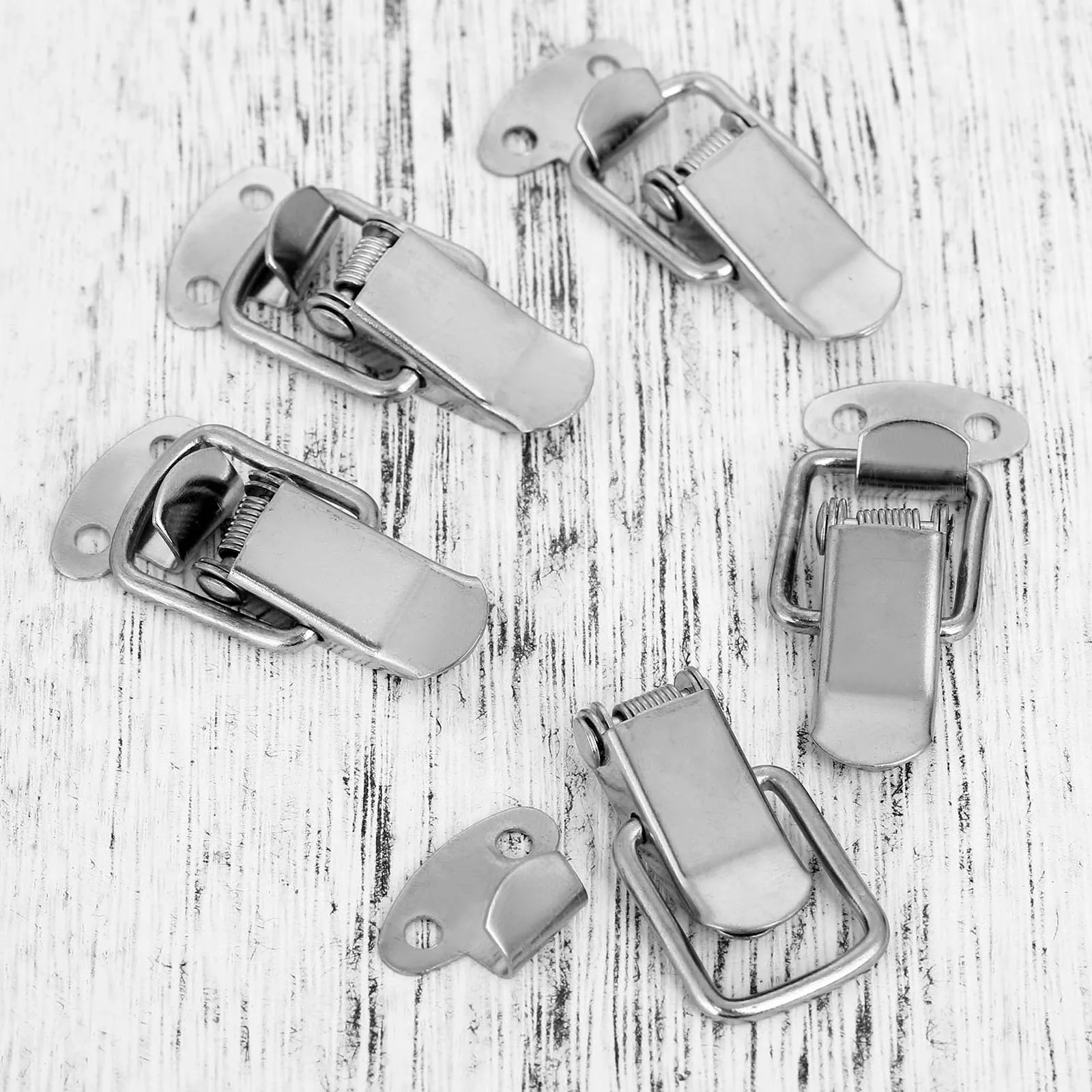 5Pcs Silver Furniture Cabinet Boxes Spring Loaded Latch Catch Toggle Hasp Fit Case Box Chest Trunk With Screw 43*21MM