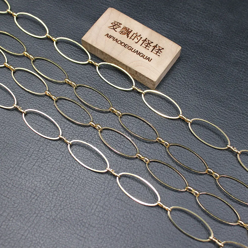 

APDGG 5 Meters Gold Plated Circle Copper Fashion Bezel Set Chain Paperclip Neck Chain Pearl Necklace Making DIY