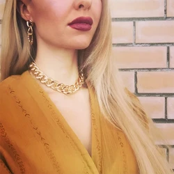 Retro Exaggerated Thick Chain Necklace Double Personality Chain Hip-Hop Neck Chain Choker Necklac Women Jewelry