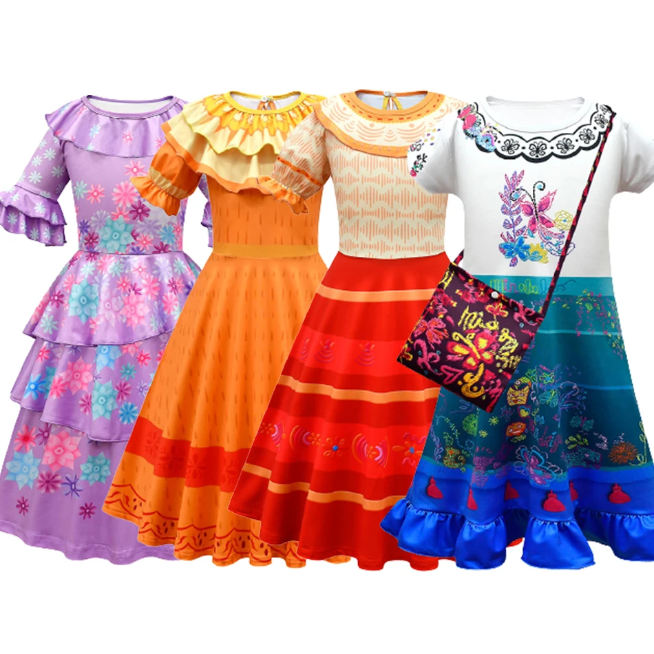 

Encanto Mirabel Madrigal Cosplay Costume Girl Dress Fancy Dresses Disney Party Carnival Princess Dress Girls ​Party Costume