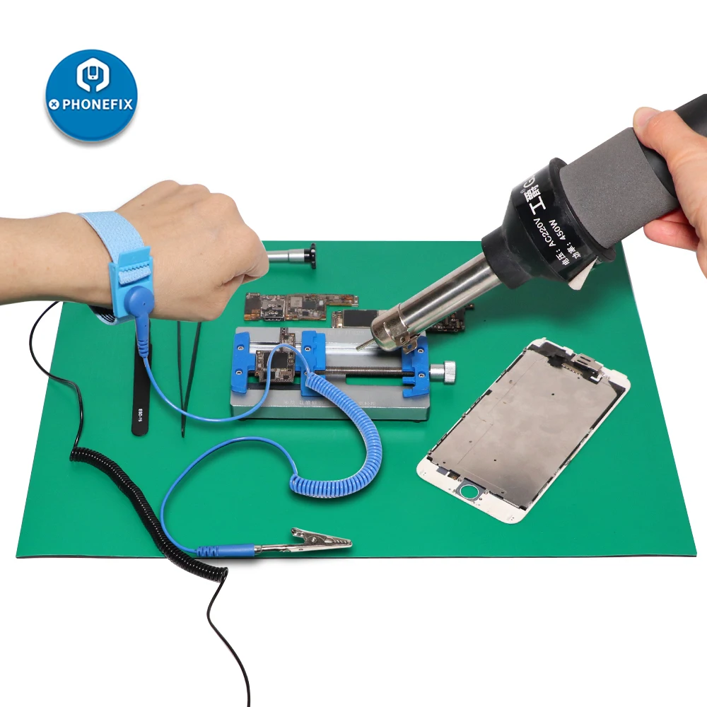 Anti-static Mat Phone Repair Pad Heat-resistant BGA Soldering Desk Pad with Ground Wire ESD Wrist for iPhone Samsung Repair