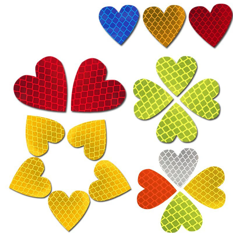 12pieces/set heart shape Auto Exterior Universal Safety Warning Mark Reflective Tape Motorcycle Bike reflective Car Stickers