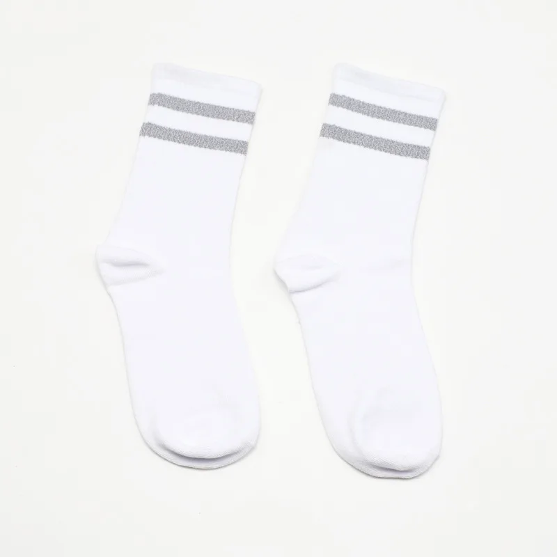 5 pair Striped female socks ins tide street reflective tube socks thin section cotton men\'s sports skate socks