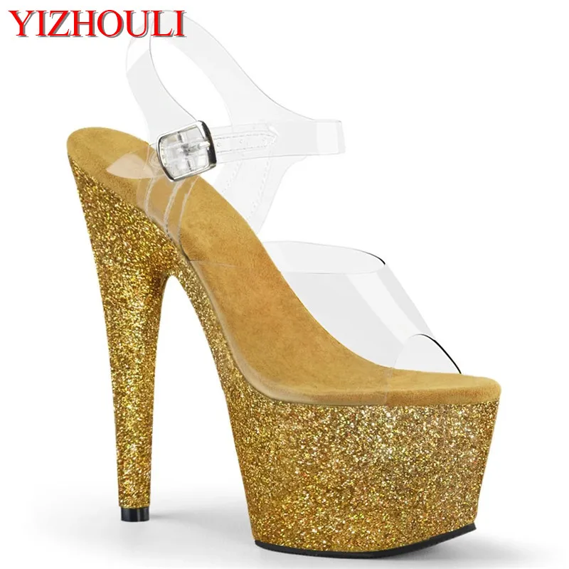 

Transparent vamp, 6 inch, sexy shiny platform sandals, 15 cm high heels for stage party pole dancing, dancing shoes