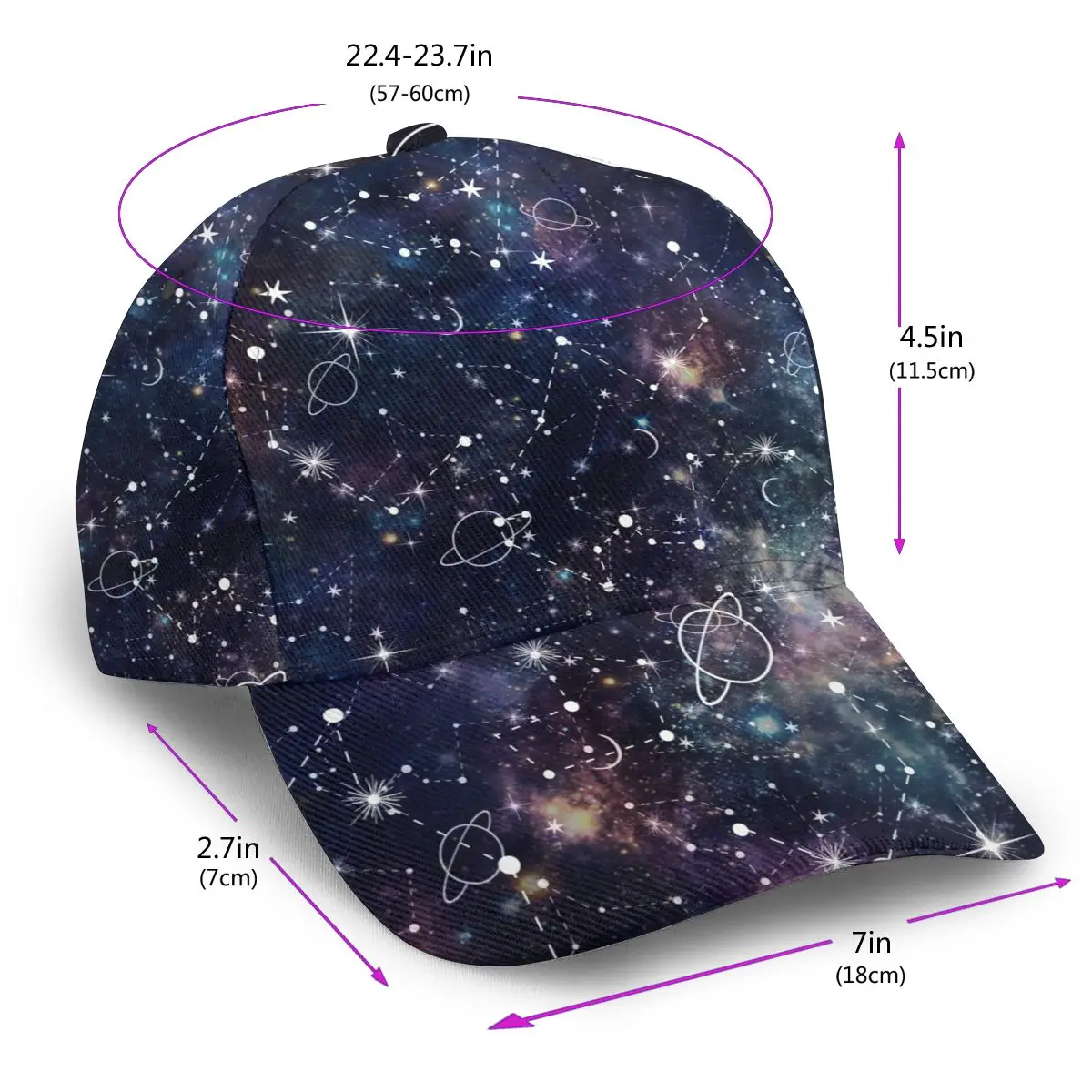 Unisex Outdoor Sport Sunscreen Baseball Hat Running Visor Cap Space Starry Sky