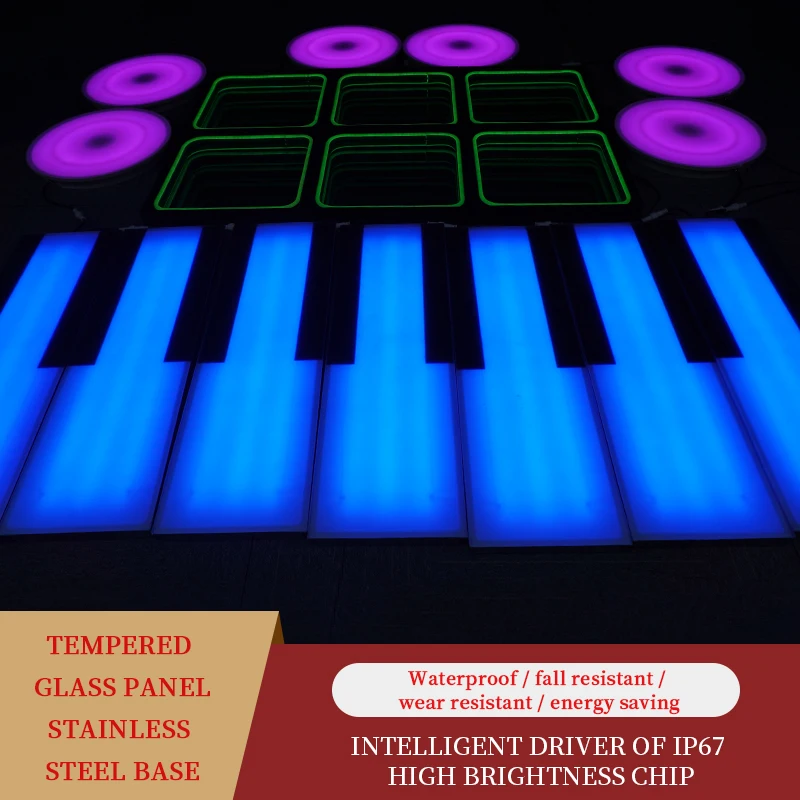 Piano Led Vloertegel Lamp 3D Dance Floor Lichtgevende Podium Vloer Waterdicht Led Vloertegel Verlichting Voor Dj Evenementen