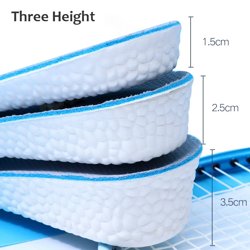 Invisible height Increase Insoles High Elasticity Soft Breathable Sport Sole Pad for Unisex Shock Absorption Cushion