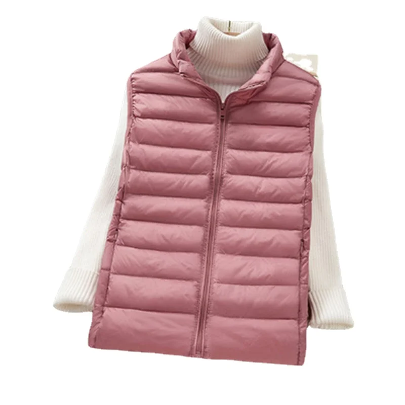 2022 New Women 90% White Duck Down Vest Jacket Female Ultra Light Waistcoat Autumn Winter Zipper Slim Sleeveless Coat