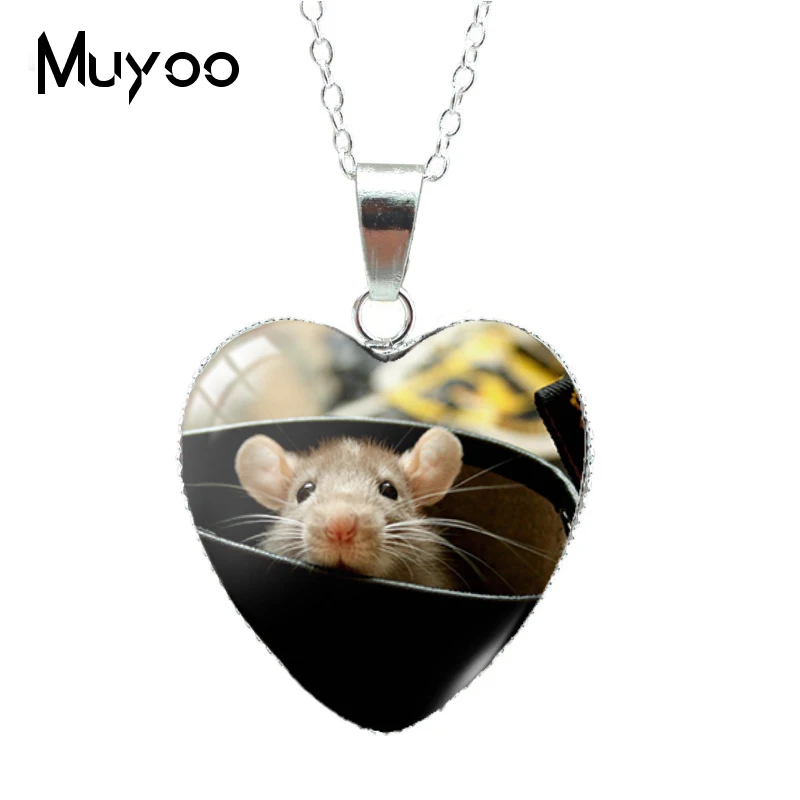 New Arrival Cute Pets Animal Mouse Funny Hamster in the Bag Heart Pendant Necklace Jewelry Gifts HZ3