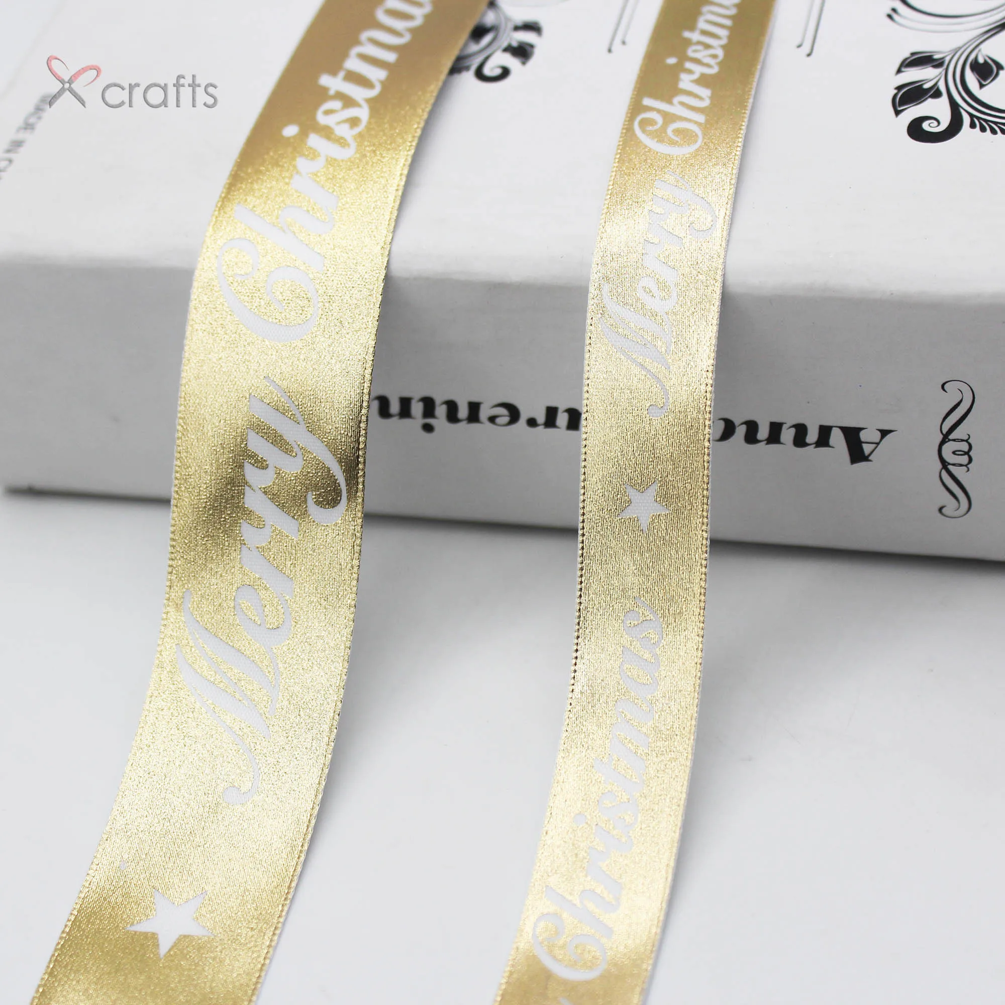 16 25 MM Satin Ribbon Printed Merry Christmas Party Decoration DIY Gifts Wrapping Baking Supplies ECO-Friendly