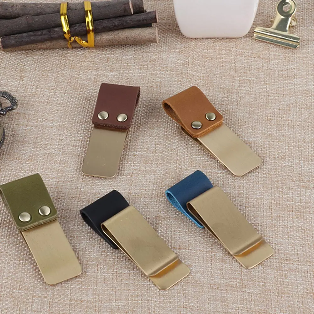 Metal Leather Pen holder Brass and Stainless steel Pencil clip for Genuine Leather notebook Journal diary