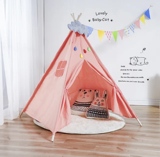 

1.6m Large Unbleached Canvas House Tipi Tent Portable Kids Tent Indian Play Tents Children's Tents Little House Room Decoration