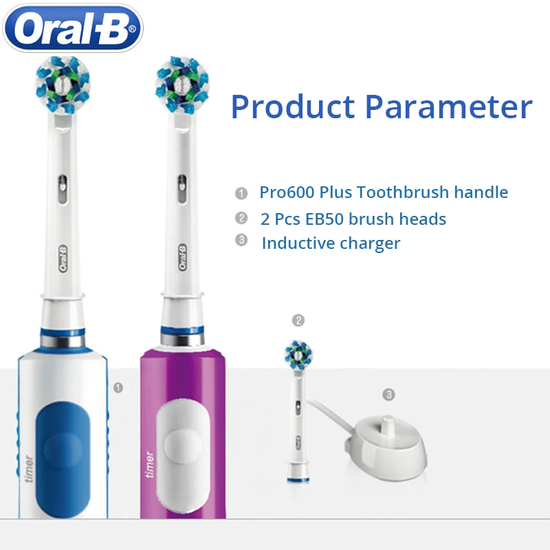 ของแท้ Oral-B 3D Sonic Electric แปรงสีฟัน CrossAction ทำความสะอาดสมาร์ทอิเล็กทรอนิกส์ชาร์จไฟ IPX7กันน้ำแปรงฟัน