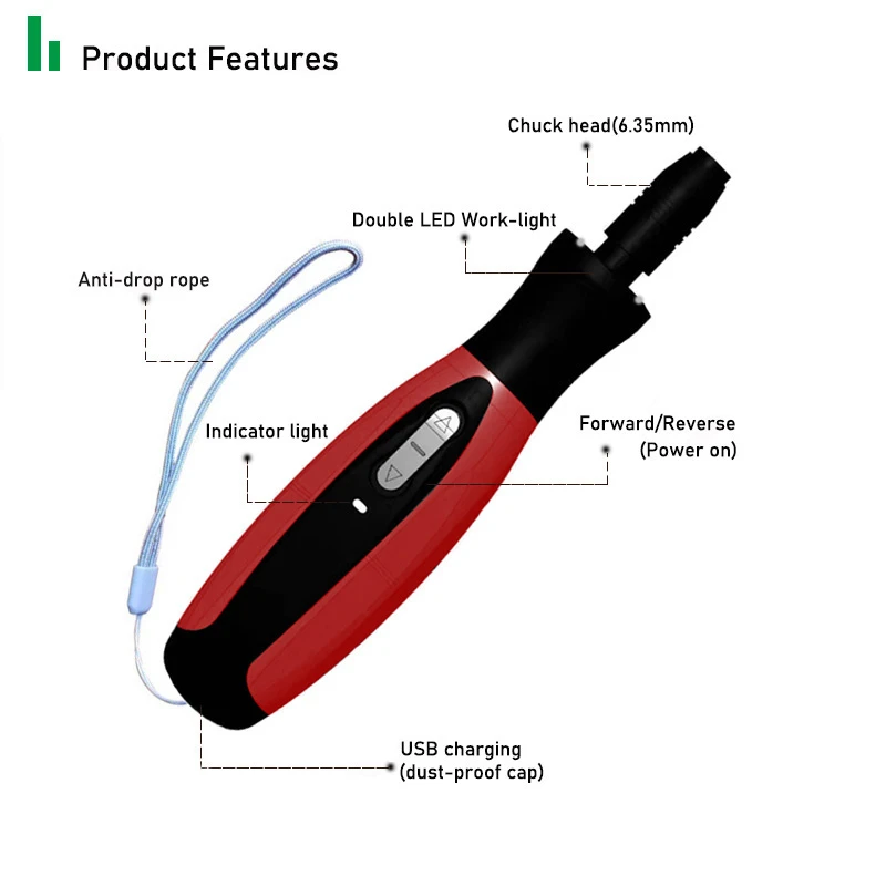 Destornillador eléctrico inalámbrico, batería recargable de 2000mAh, juego de herramientas eléctricas manuales y automáticas, herramientas de