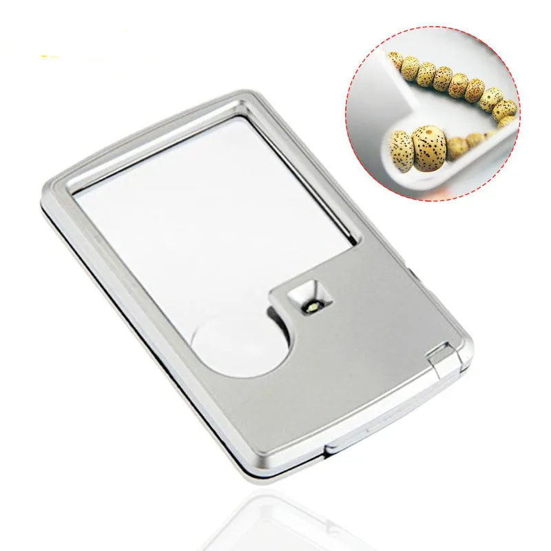 

Ultra-thin 3-6x rectangular LED light card portable resin optical lens magnifying glass