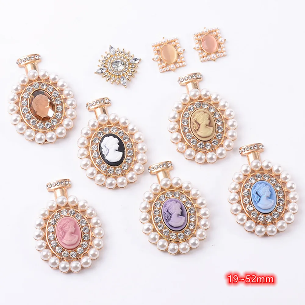 Perfume Pearl Buttons Embellishments for Clothing 10pcs Fashion Opal Button with Rhinestones Golden Blouse Buttons Accessories