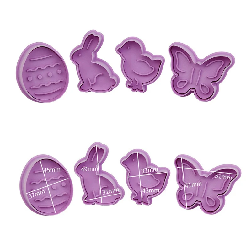 4Pcs/Set DIY Stamp Biscuit Mold 3D Cookie Plunger Cutter Pastry Decorating Food Fondant Baking Mould Tool