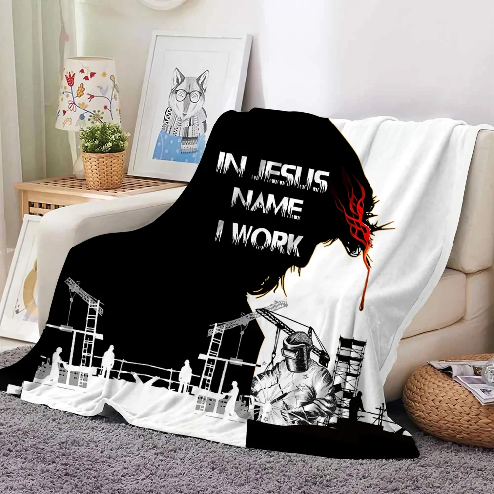 CLOOCL Jesus and Medieval Knights Templar Blanket 3D Print Electrician Flannel Blankets Teenager Home Decoration Sofa Bedding