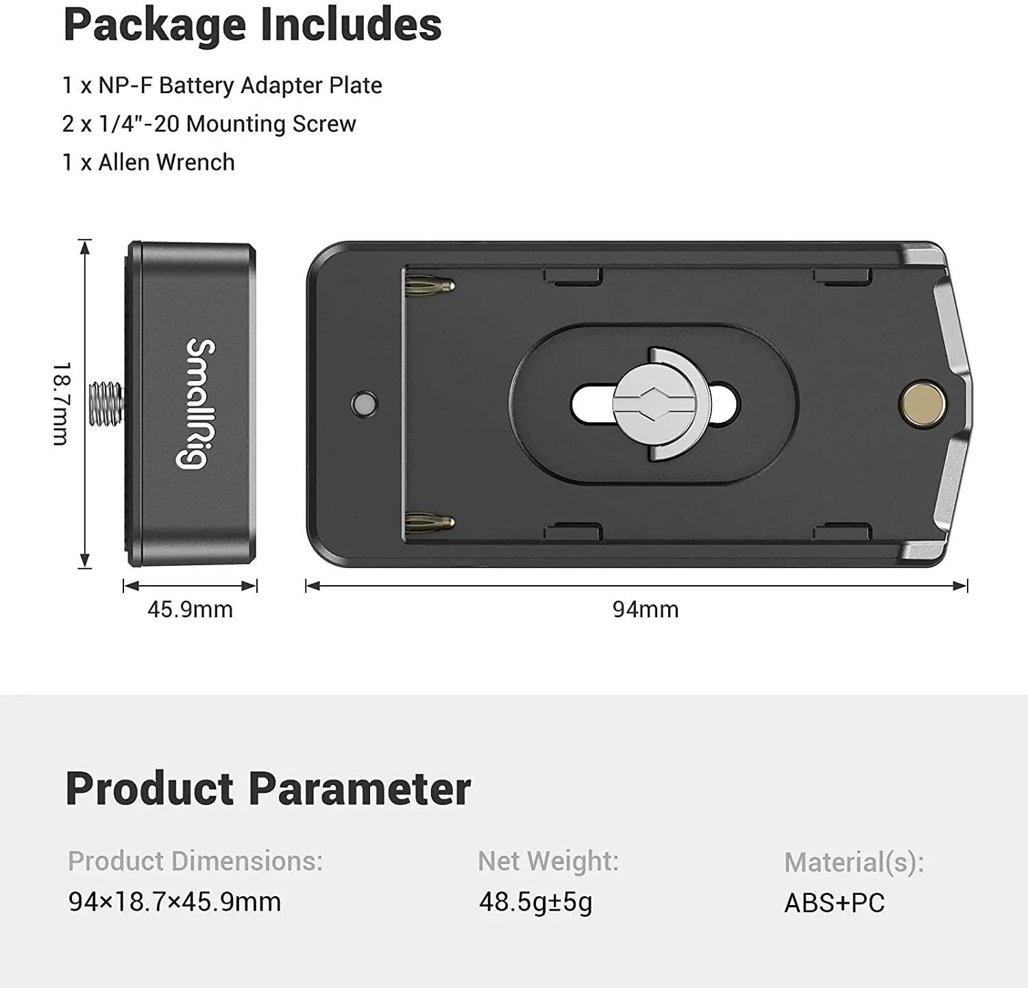 SmallRig NP-F Battery Adapter Plate For Sony NP-F Type for BMPCC 4K 6K Battery Adapter Plate Video Shooting Support Rig 3018