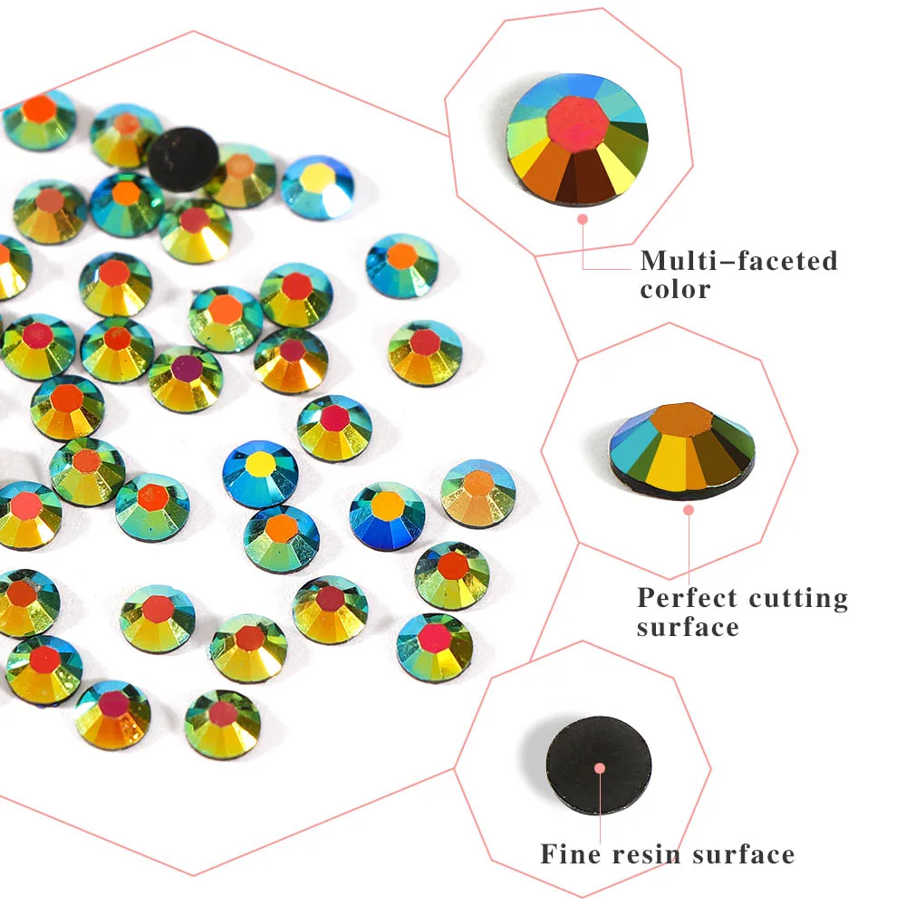 3-4mm AB galaretka żywica cyrkonie do paznokci okrągłe Flatback Glittler Strass kamienie do paznokci wisiorki akcesoria do zdobienie paznokci